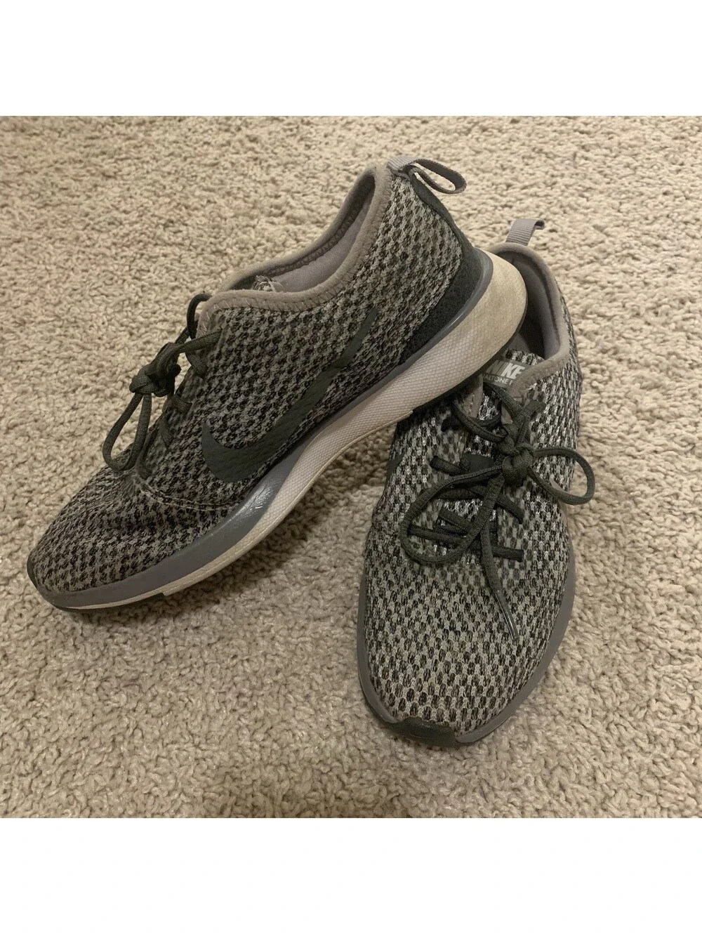 Nike Dualtone Racer Shoes Youth Size 3Y Gray Mesh Running Sneakers